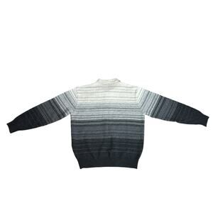 Vintage Countess Mara Collared Zip Striped Ombre Wool Blues White Sweater XL